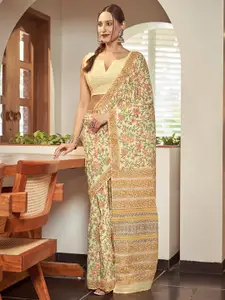 modeva Floral Pure Cotton Ready To Wear Bagru Printed Saree