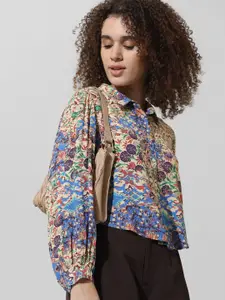 ONLY Floral Printed Mandarin Collar Long Sleeves Casual Shirt