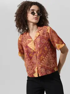 ONLY  Floral Printed Mandarin Collar Casual Shirt