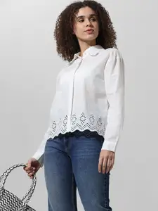 ONLY Spread Collar Long Sleeves Cotton Casual Shirt