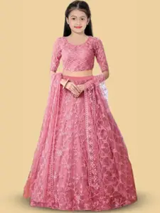 BAESD Girls Ethnic Motif Embroidered Net Lehenga & Blouse With Dupatta