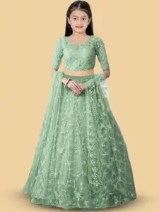 BAESD Girls Ethnic Motif Embroidered Net Lehenga & Blouse With Dupatta