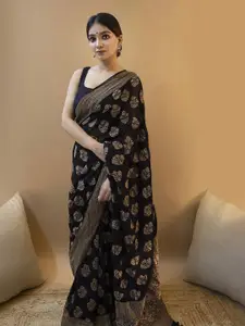 Aldwych Floral Printed Woven Design Zari Banarasi Designer Saree