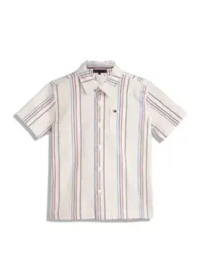 Tommy Hilfiger Boys Striped Cotton Regular Fit Opaque Casual Shirt