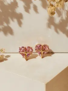 SALTY Crystal-Studded Heart Shaped Studs Earrings