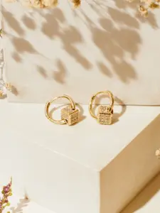 SALTY 14k Gold-Plated Enameled Contemporary Hoop Earrings