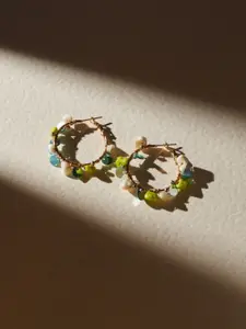SALTY Artificial Stones-Studded & Beaded Hoop Earrings