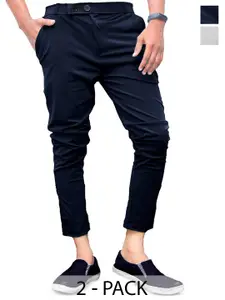 BAESD Men Pack Of 2 Smart Skinny Fit Mid-Rise Trouser
