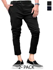BAESD Men Pack Of 2 Smart Skinny Fit Trousers