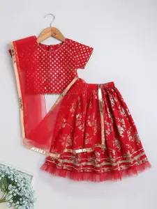 The Magic Wand Girls Floral Printed Ready to Wear Lehenga & Blouse With Dupatta