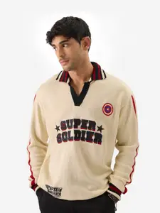 The Souled Store Beige Captain America Printed Pure Acrylic Pullover