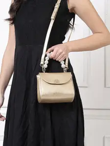 AQUATAN Gold-Toned PU Structured Satchel