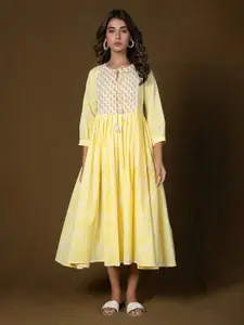mulmul.com Ethnic Motifs Print Lace A-Line Maxi Dress