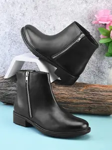pelle albero Women Round Toe Flatform Zipper Boots
