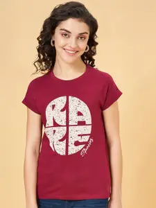 People Red Printed Graphic Cotton T-shirt