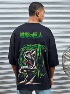 Bewakoof Heavy Duty 1.0 Men Kyogin Graphic Printed Oversized Zipper T-shirt