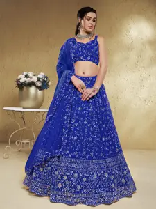 FABPIXELEmbroidered Sequinned Semi Stitched Lehenga & Unstitched Blouse With Dupatta