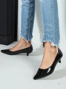 Carlton London Textured Pointed Toe Kitten Heeled Pumps