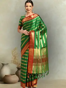 KALINI Striped Woven Design Zari Art Silk Saree