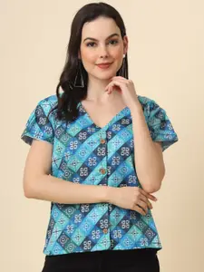 HERE&NOW Straight Opaque Geometric Printed Casual Shirt