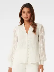 Forever New Embroidered Shirt Style Top