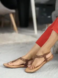 Carlton London Embellished T-Strap Flats