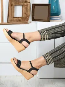 Carlton London Ankle Loop Open Toe Block Heels