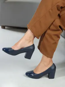 Carlton London Round Toe Block Heeled Pumps