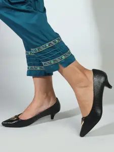 Carlton London Textured Pointed Toe Kitten Heel Pumps