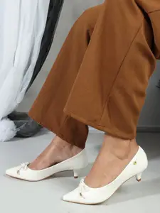 Carlton London Textured Bow Detail Kitten Heel Pumps