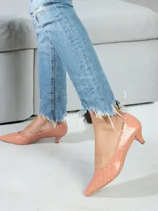 Carlton London Textured Pointed Toe Kitten Heel Pumps