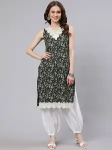 Anouk Ethnic Motifs Printed Embroidered Sequinned Straight Kurta