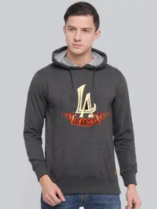 ONN Typography Printed Hooded Pure Cotton Anti Odour Pullover Sweatshirt