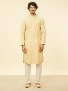 Manyavar Mandarin Collar Long Sleeves Embroidered Straight Kurta with Pyjamas