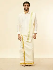 Manyavar Art Silk Regular Kurta With Veshti