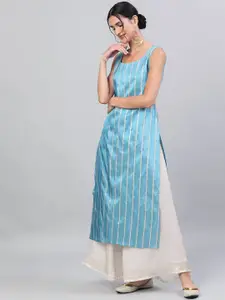 Anouk Striped Sleeveless Straight Kurta