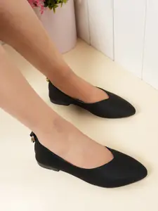 DressBerry Black Pointed Toe Ballerinas Flats