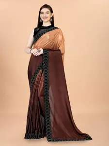 KALINI Brown & Black Ombre Silk Cotton Paithani Saree