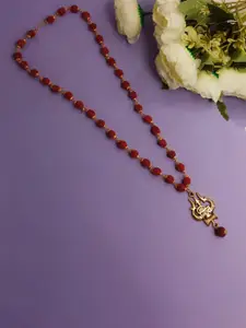 Efulgenz Gold-Plated Oxidised Rudraksha Beaded Necklace