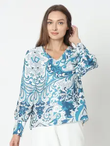Vero Moda Printed V Neck Long Sleeves Regular Top