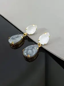 Efulgenz Gold-Plated Crystals Studded Drop Earrings