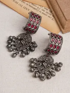 TEEJH Silver-Plated Classic Oxidised Drop Earrings