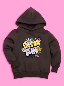 BAESD Girls Typography Printed Fleece Hood Pullover Sweatshirt