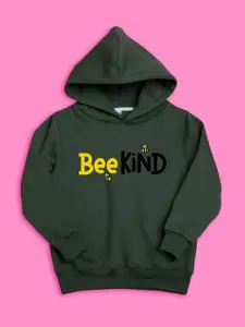 BAESD Girls Typography Printed Hooded Fleece Sweatshirt