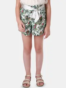 One Friday Girls Floral Printed Mid-Rise Shorts