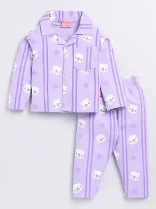 Moms Love Infant Girls Printed Organic Cotton Night Suit
