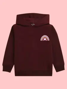 BAESD Girls Rainbow Printed Hooded Fleece Pullover