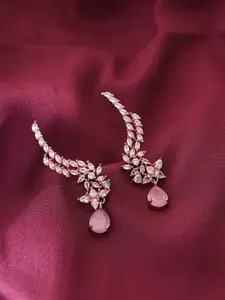 Priyaasi Rose Gold-Plated Contemporary Drop Earrings