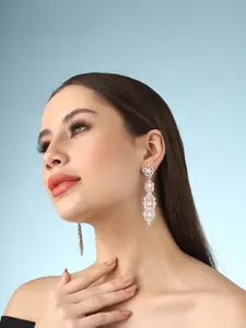 Priyaasi Silver-Plated Contemporary Drop Earrings