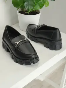 KIRAVI Round Toe Platform Loafers Heels